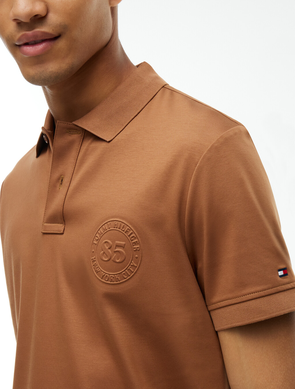 Regular Fit Interlock Knit Polo Shirt, Timeless Tawny, hi-res