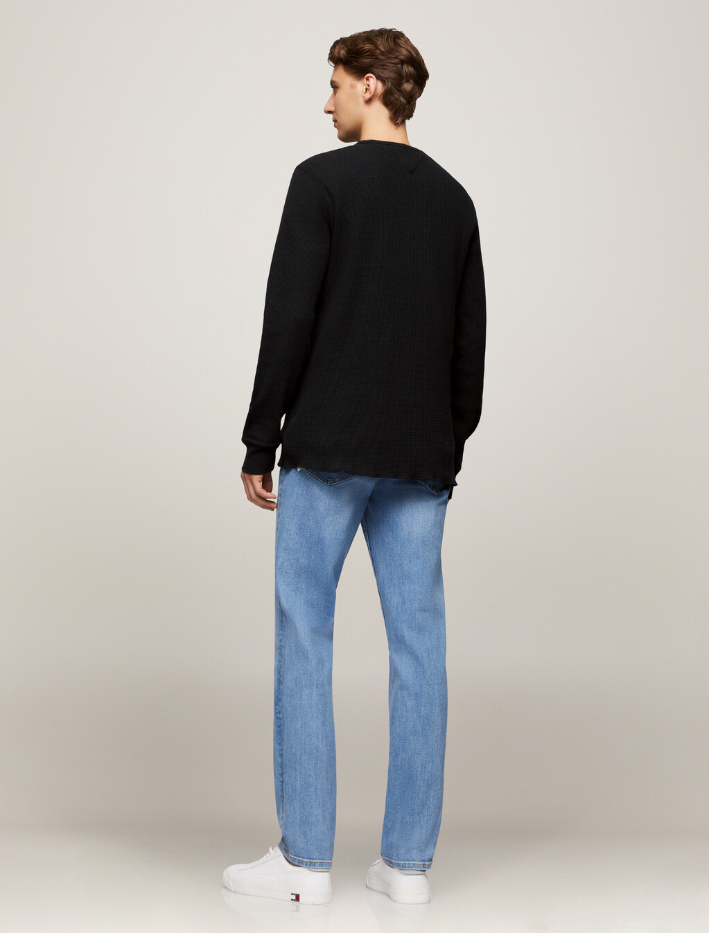 Waffle Knit Slim T-Shirt, Black, hi-res