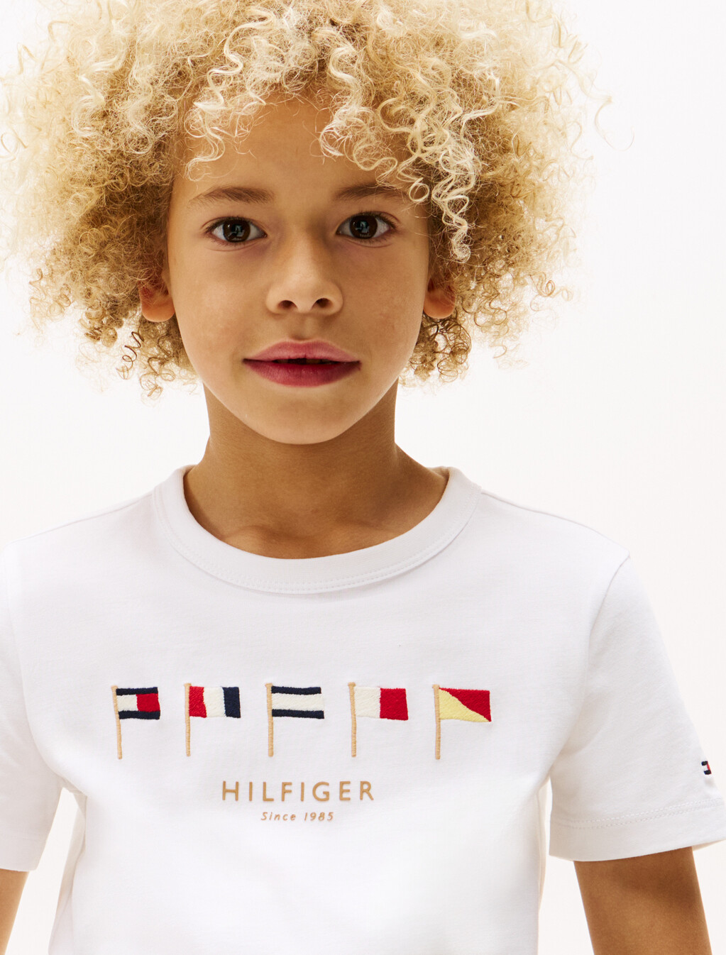 Multi-Flag Embroidery Crew Neck T-Shirt, White, hi-res