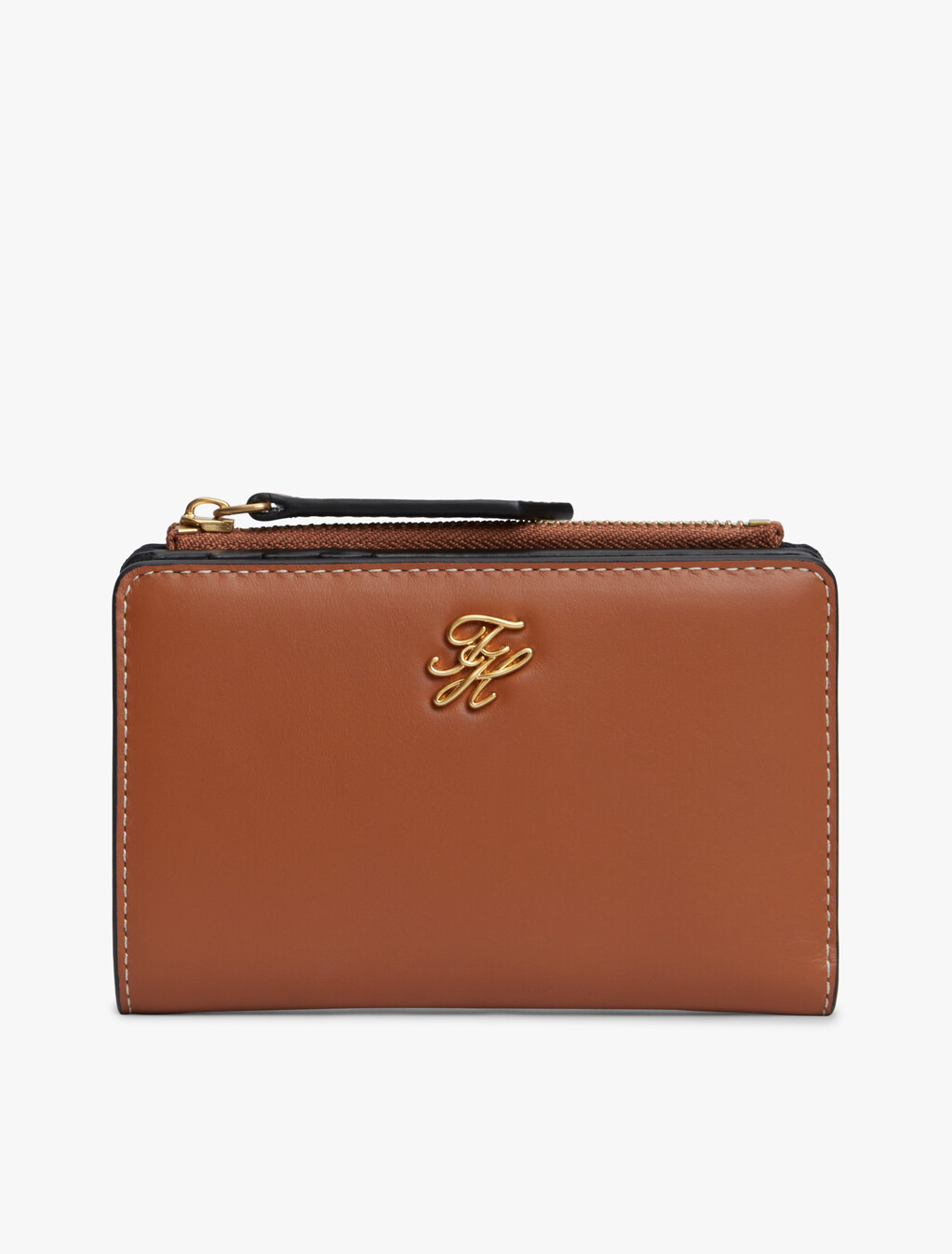 草書風 Monogram 標誌皮革對摺式銀包, Cognac, hi-res