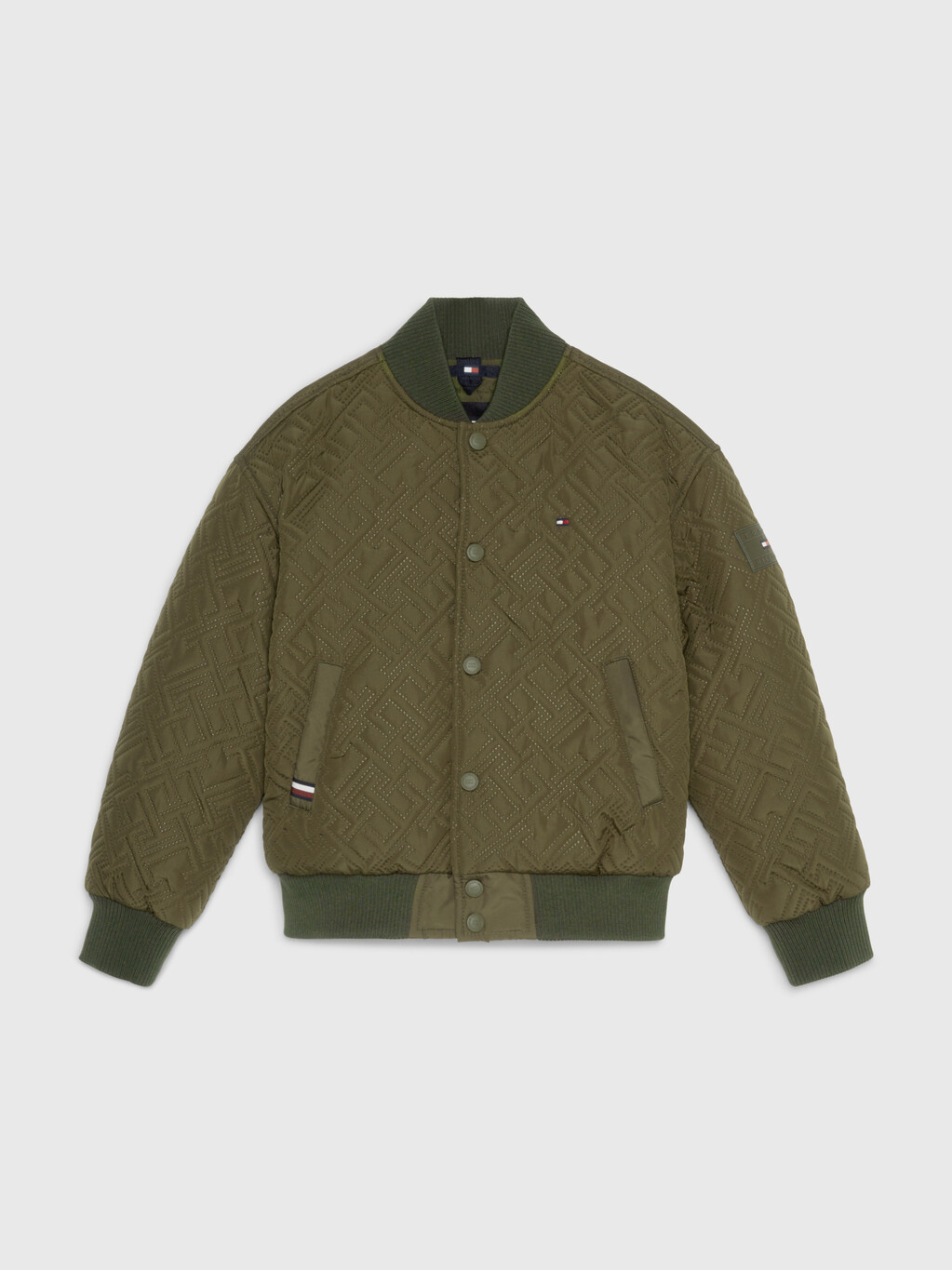 TH Monogram Quilted Bomber Jacket, Drab Olive Green, hi-res