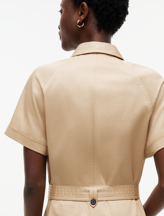 Belted Twill Midi Shirt Dress