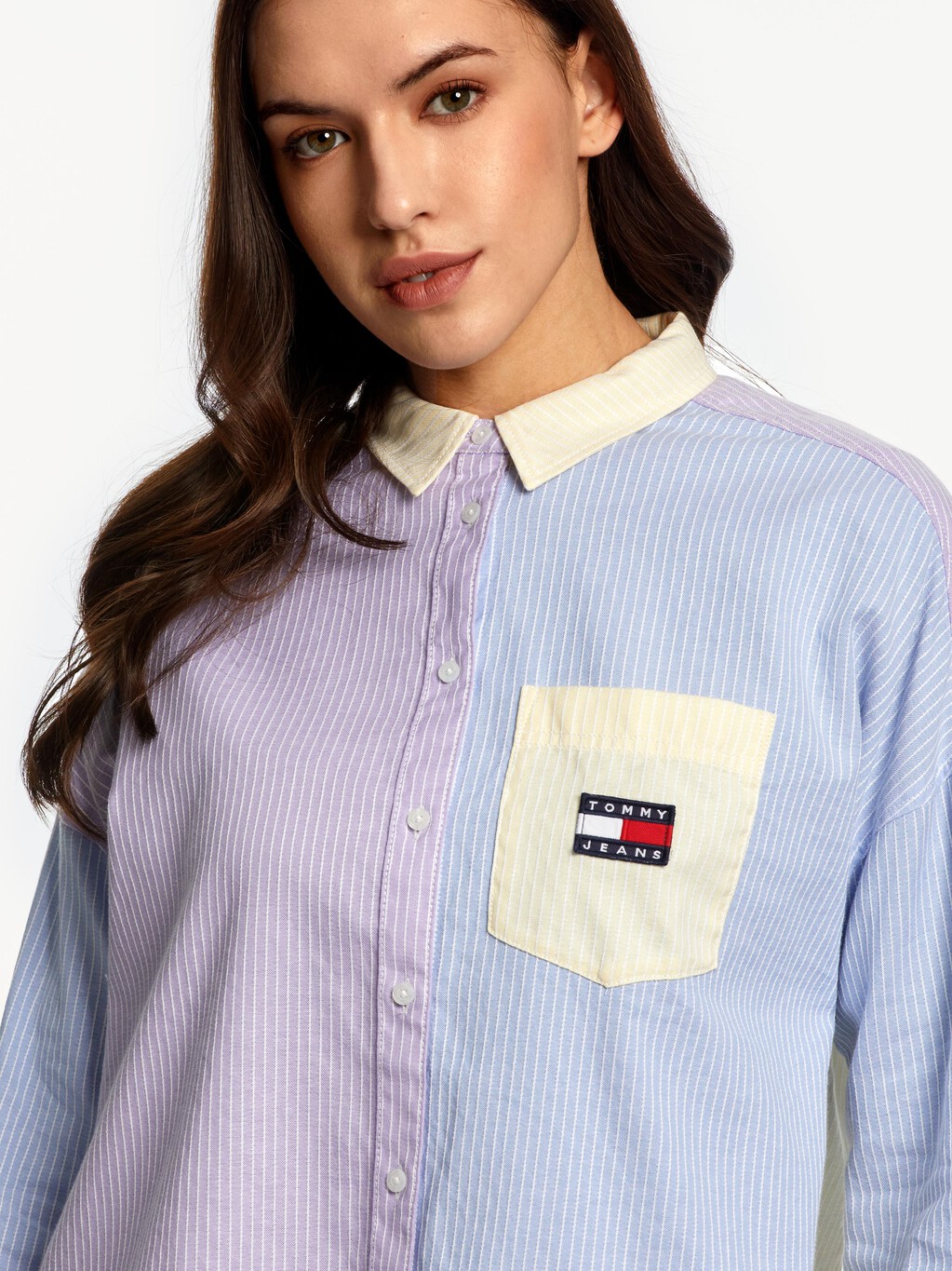 Color Block Stripe Organic Cotton Shirt