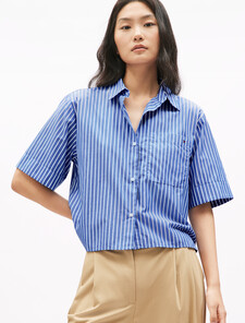Poplin Boxy Short Sleeve Shirt, Stacking Stp/ Verona Blue, hi-res