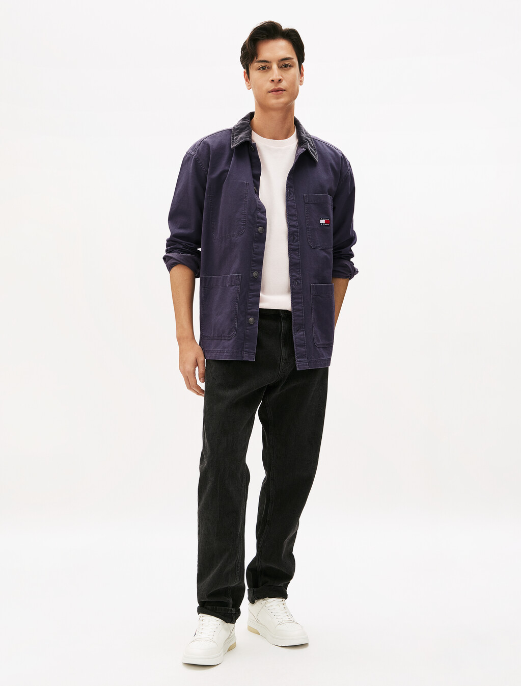 Canvas Corduroy Overshirt, Washed Black, hi-res