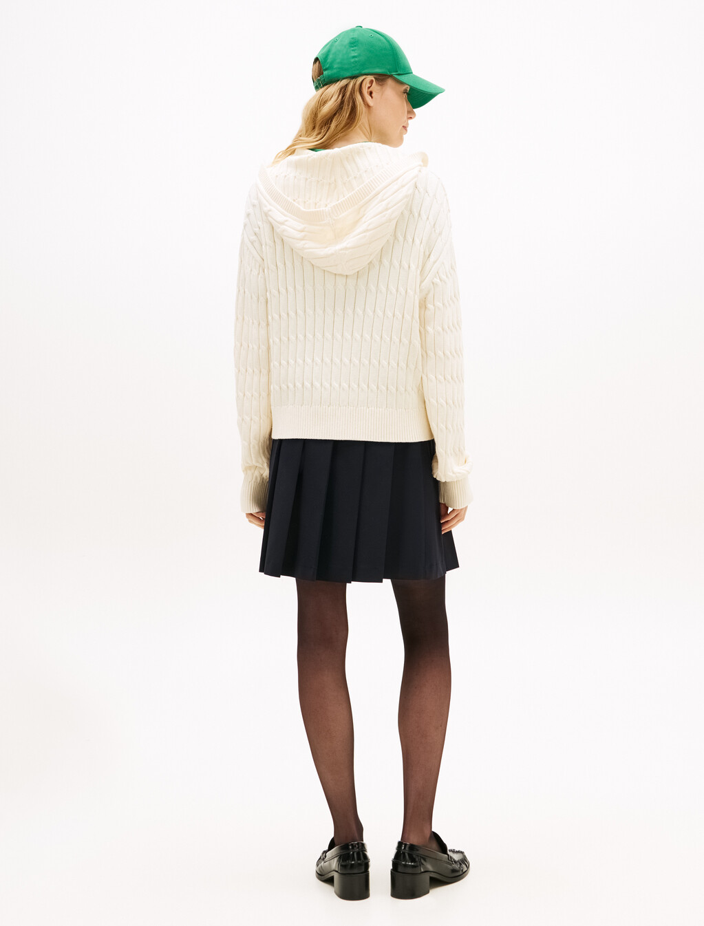 絞花針織連帽外套, Calico, hi-res