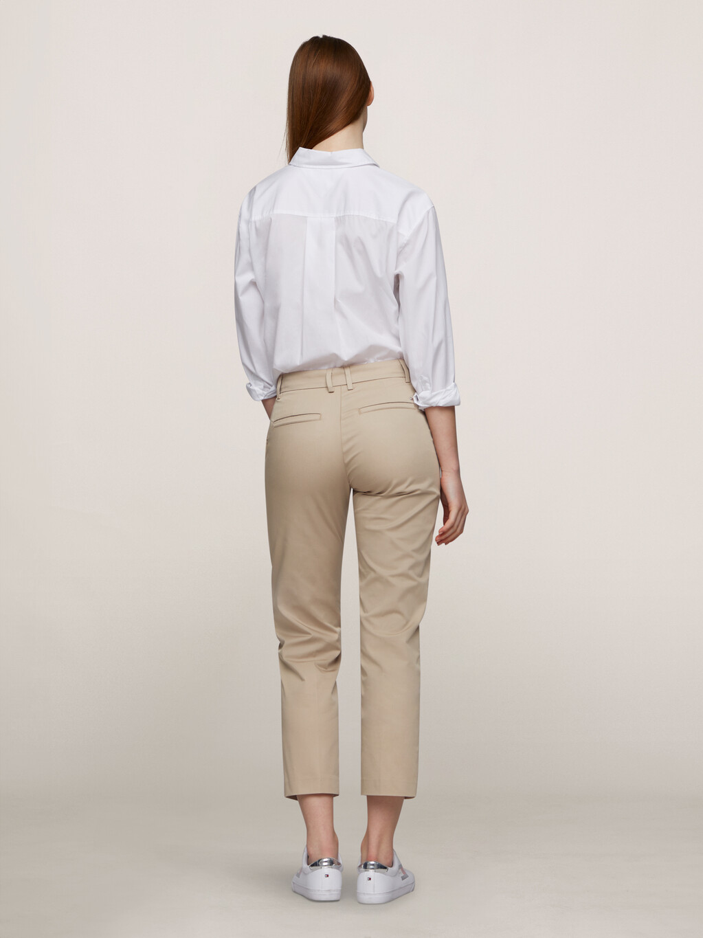 Cropped Straight Chinos, Beige, hi-res