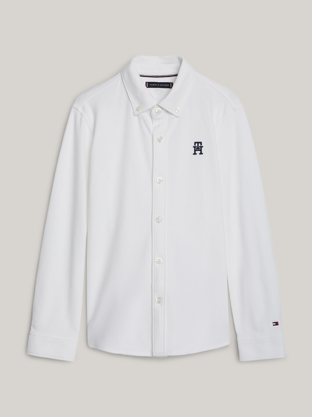 TH Monogram Pique Regular Shirt, White, hi-res