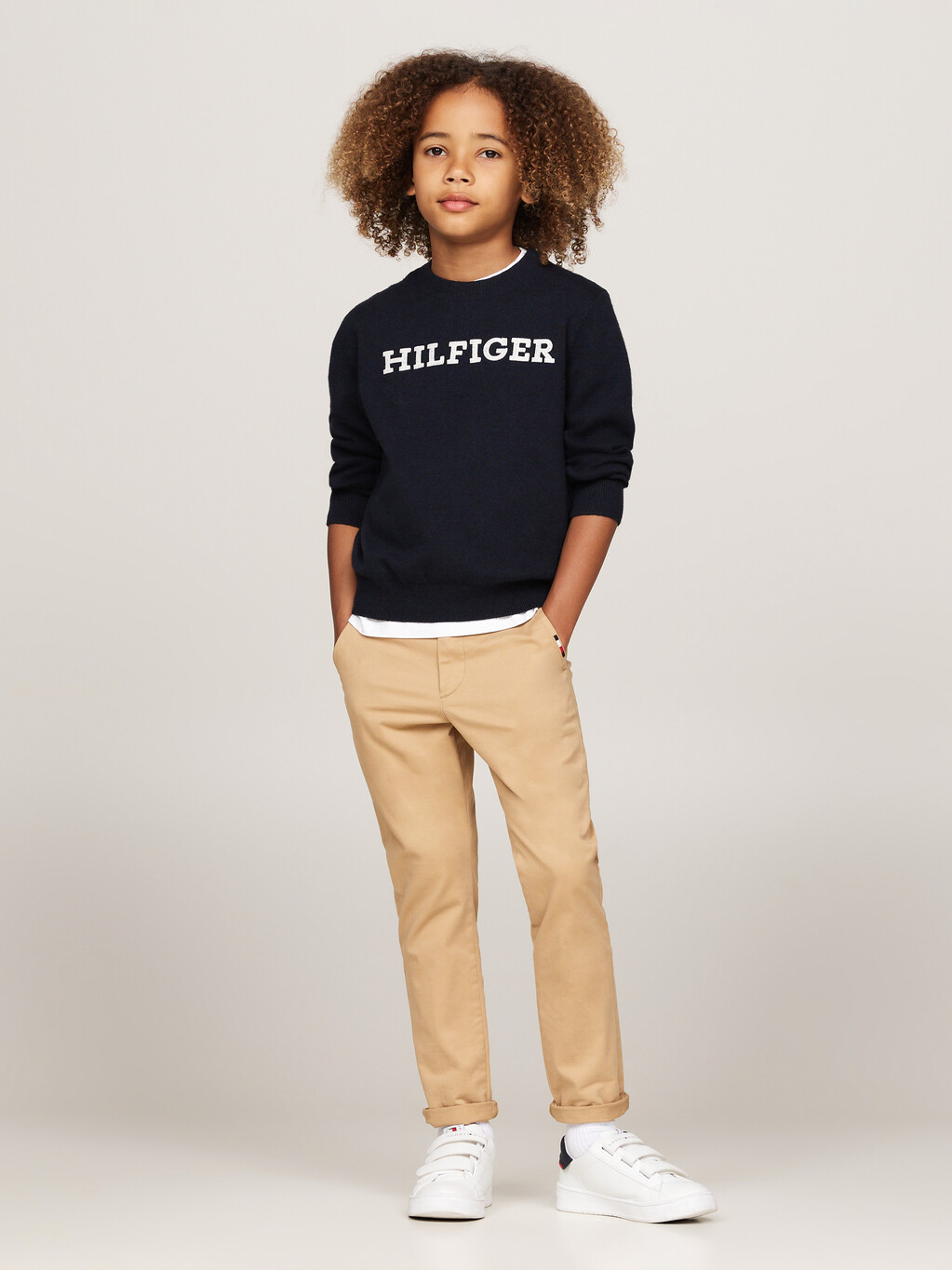 Hilfiger Monotype Crew Neck Jumper, Desert Sky, hi-res