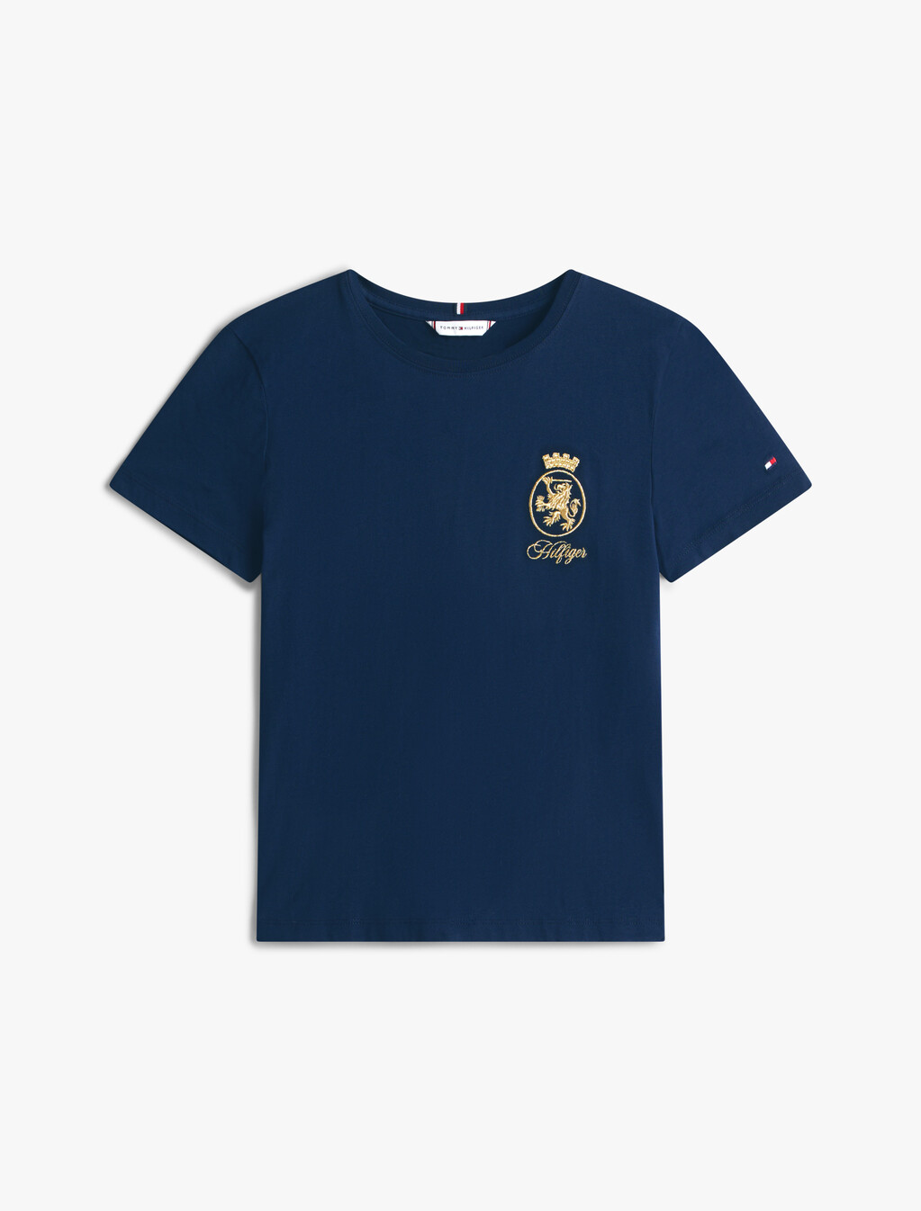 TH Crest Embroidery Crew Neck T-Shirt, Dark Night Navy, hi-res