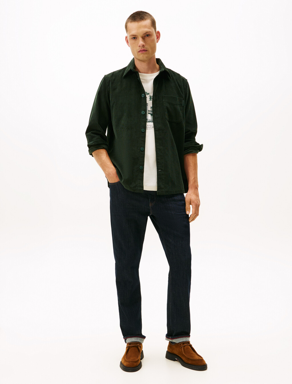 Relaxed Corduroy Overshirt, Riverbed Green Cord, hi-res