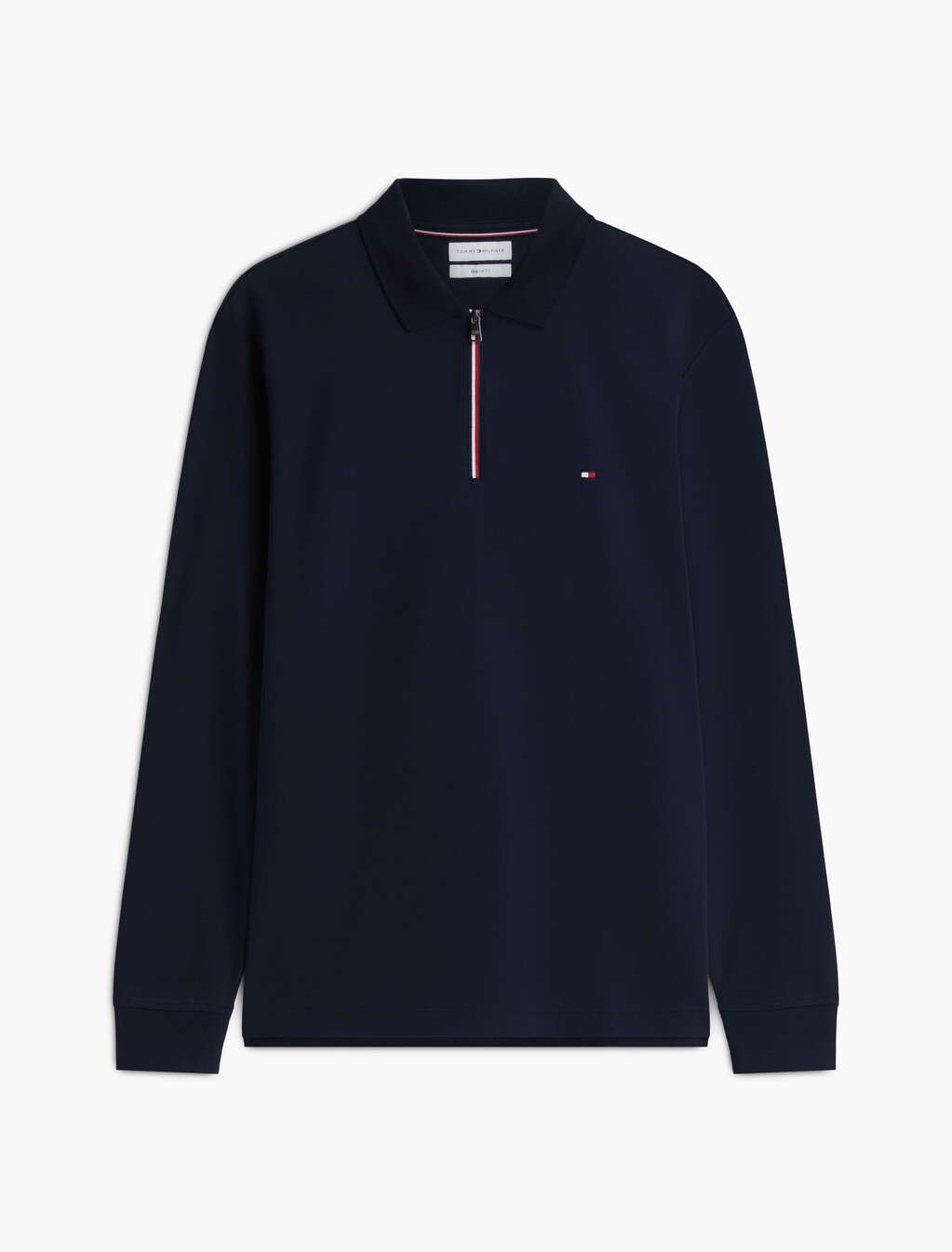 Fluid Cotton Long Sleeve Polo Shirt, Navy Blue, hi-res