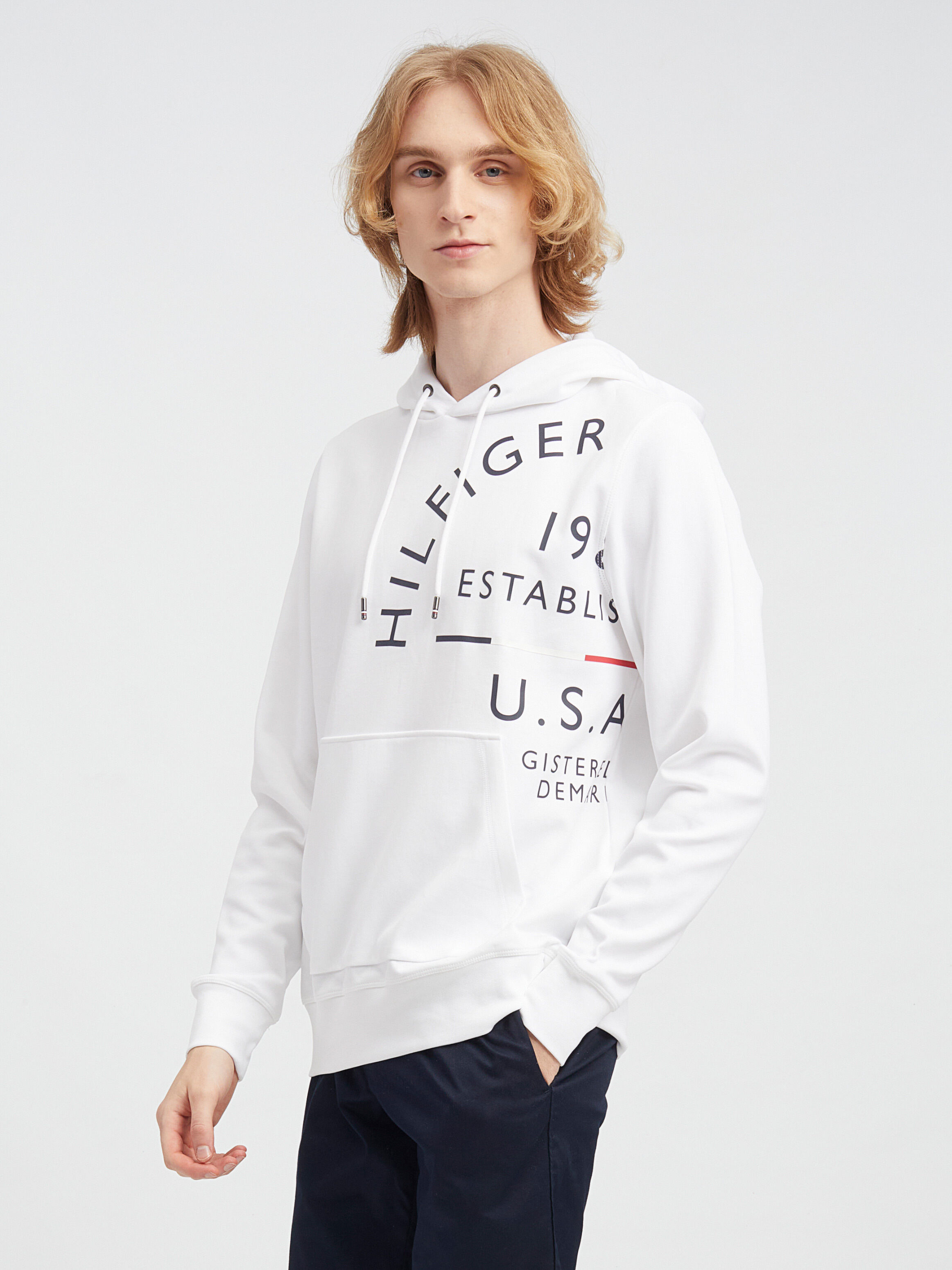 Tommy hilfiger hoodie white flag outlet