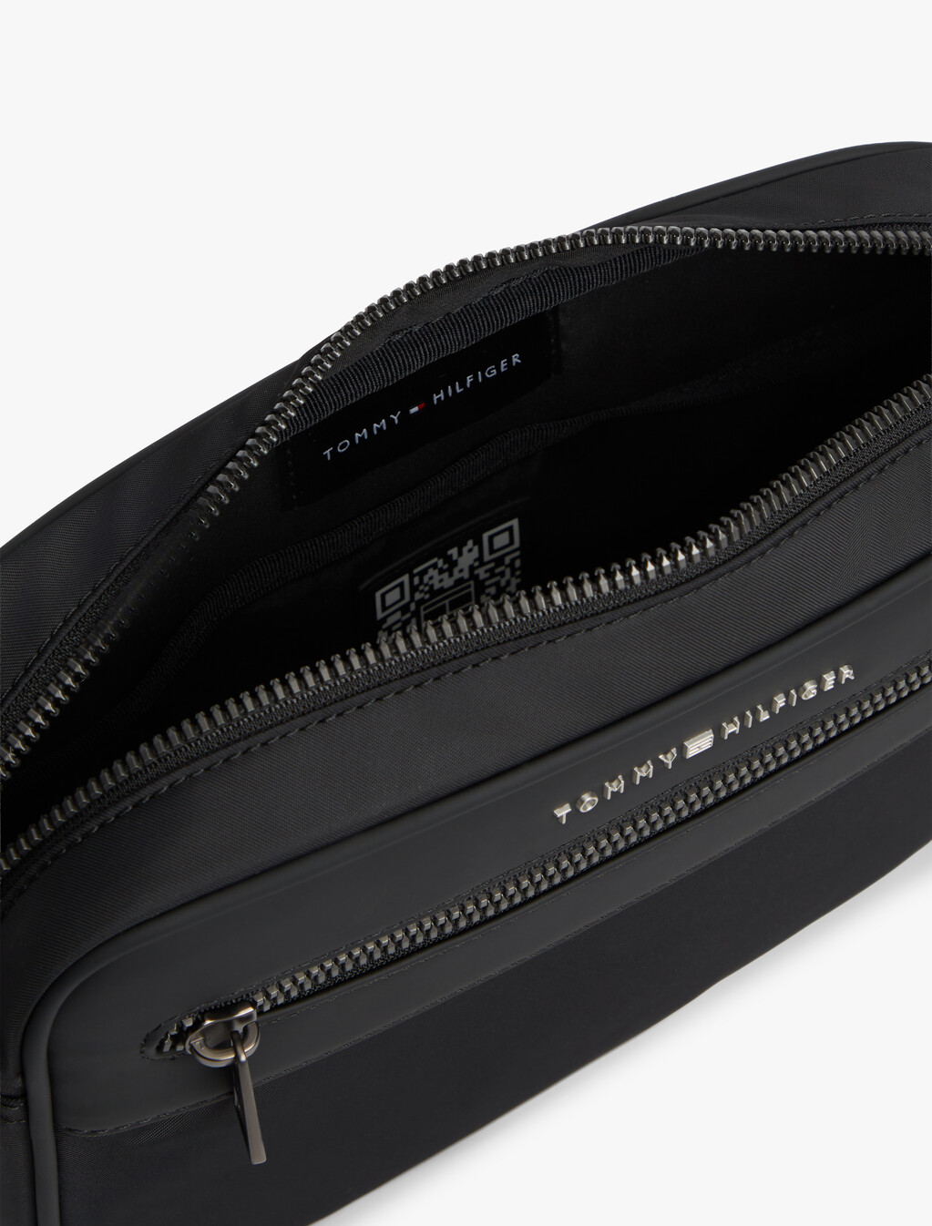 Metal Logo Crossbody Reporter Bag, Black, hi-res