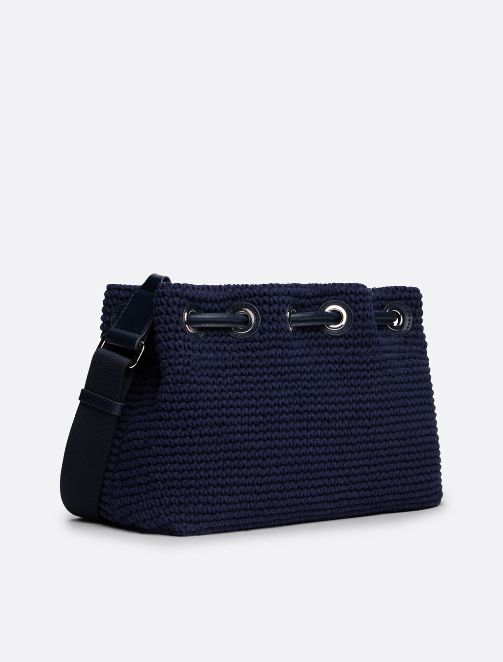 The Runway Collection Crochet Shoulder Bag, Space Blue, hi-res