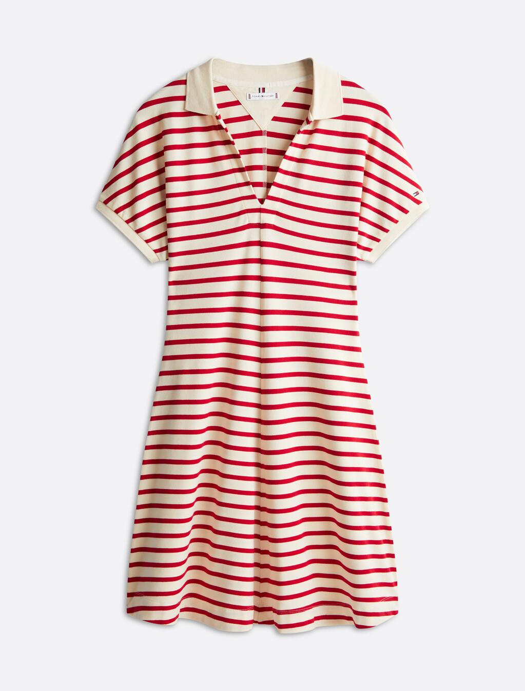 Asia Fit Lyocell Fit & Flare Polo Dress, Calico/Primary Red M Stp, hi-res