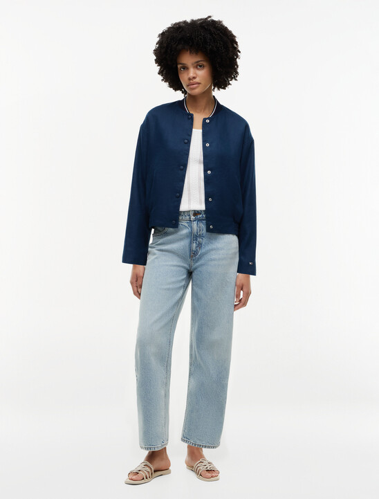 Pure Linen Twill Bomber Jacket