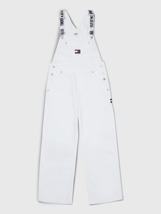 RECYCLED DENIM WIDE LEG DUNGAREES
