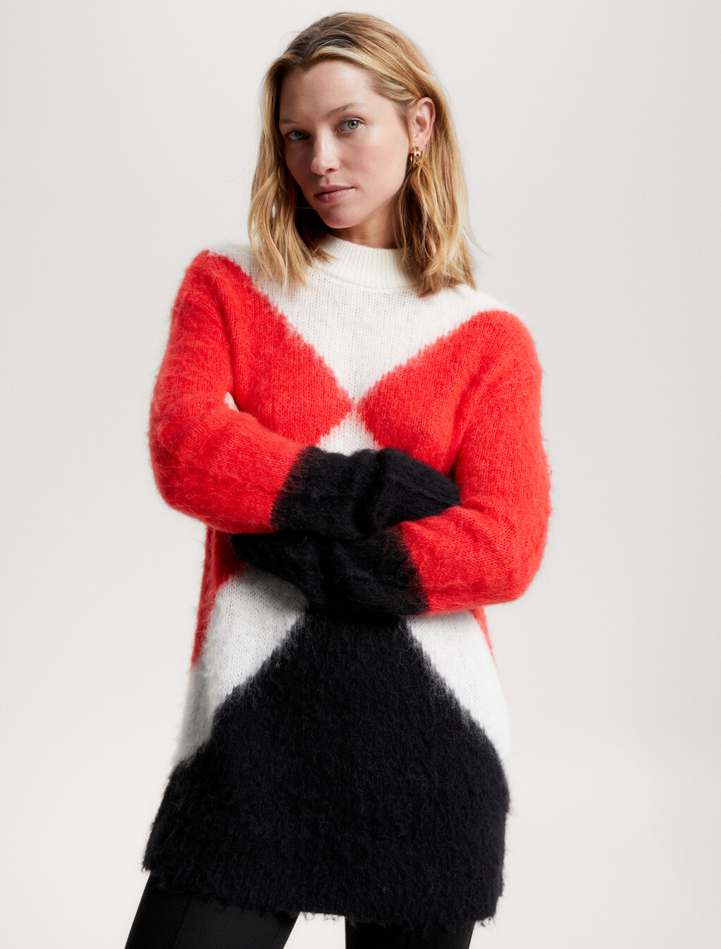Argyle Color Block Alpaca Sweater, Argyle Fireworks, hi-res