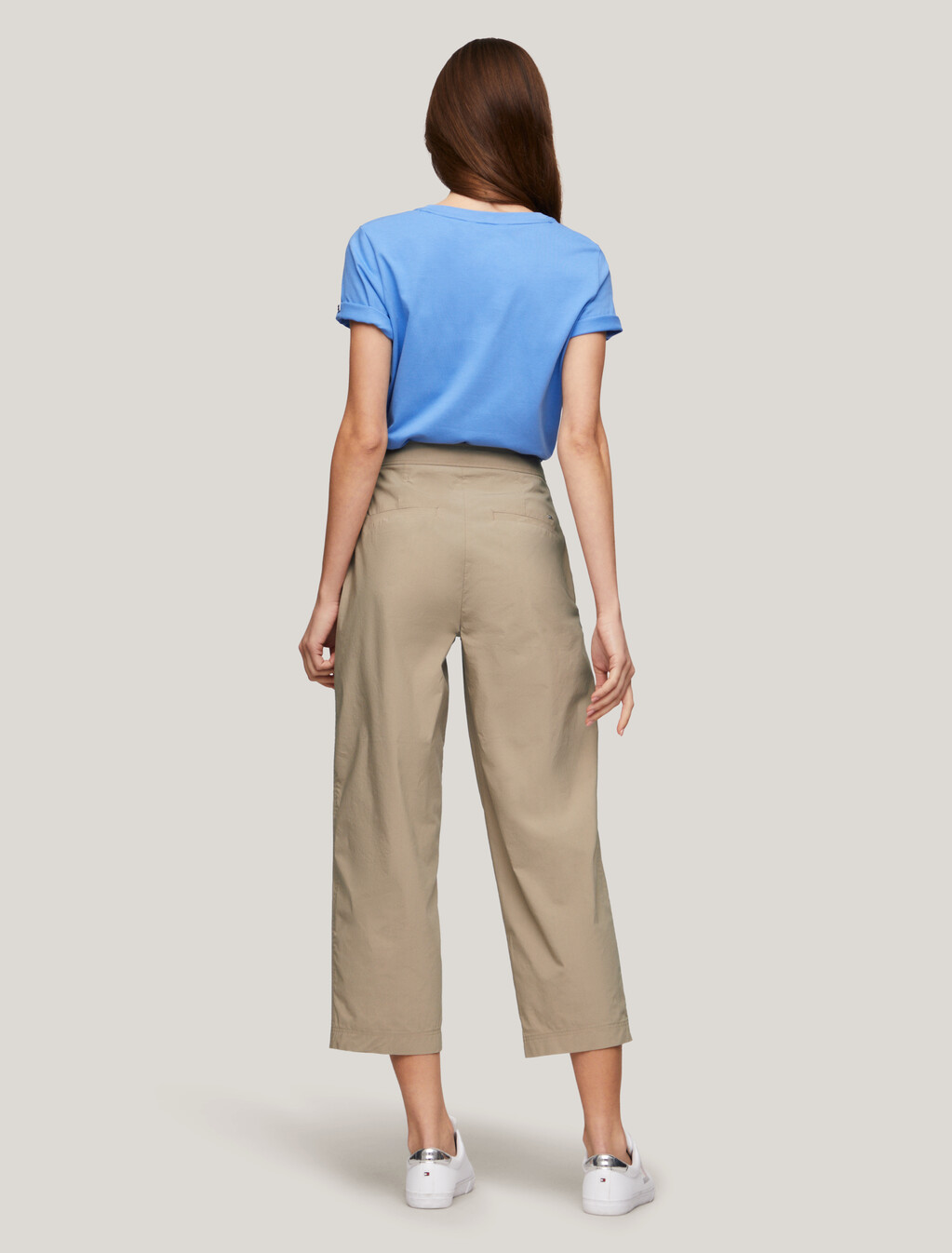 Cropped Tapered Pants, Beige, hi-res