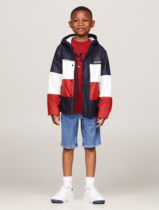 Colour-Blocked Hooded Windbreaker
