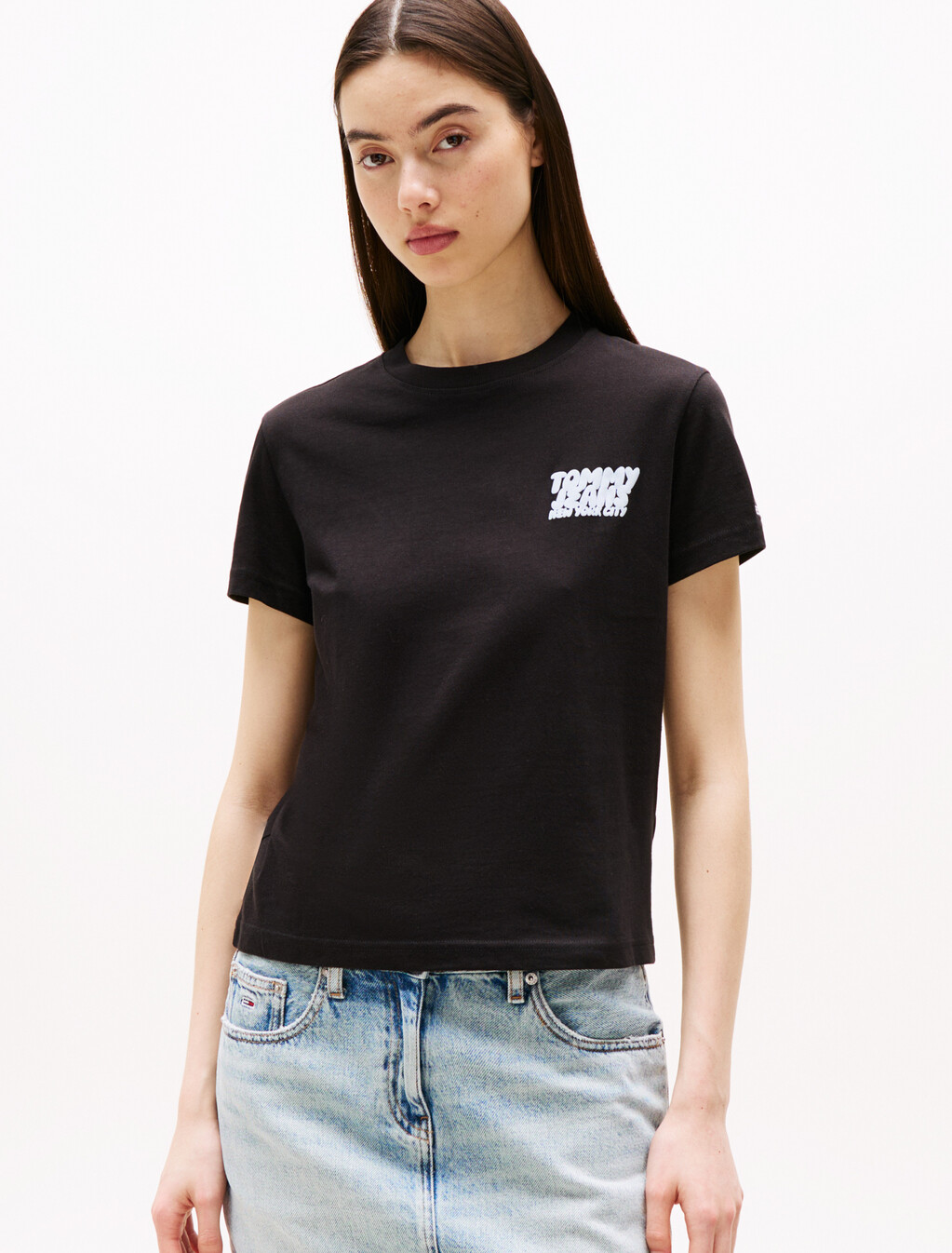 Bubble Logo Crew Neck T-Shirt, Black, hi-res