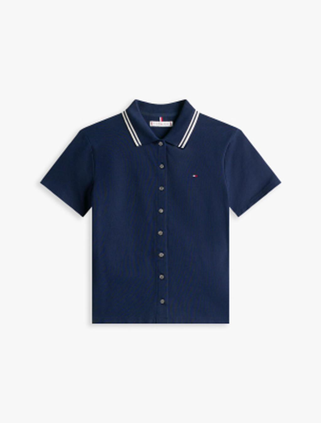 Tipped Slim Button Down Polo, Dark Night Navy, hi-res