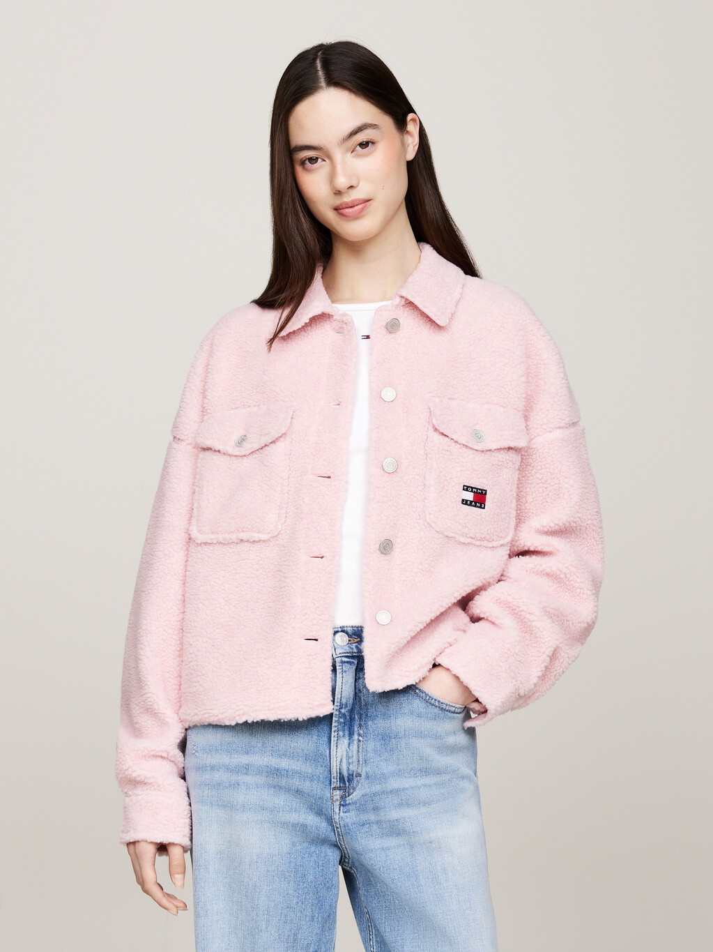 Teddy Badge Overshirt, Ballet Pink, hi-res