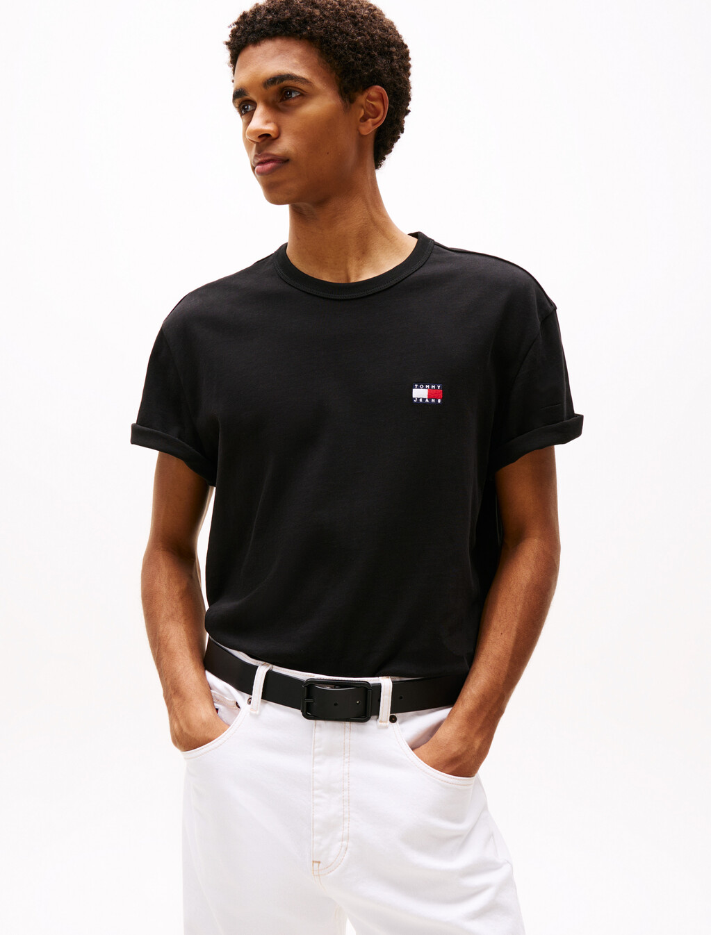 Tommy Badge Crew Neck T-Shirt, Black, hi-res