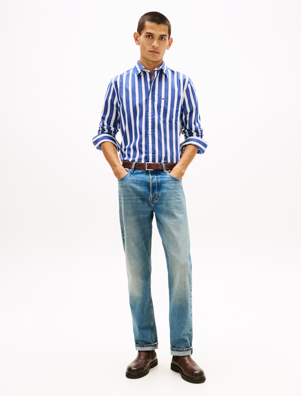 TH Flex Regular Fit Stripe Shirt, Bold Blue / Stripe, hi-res