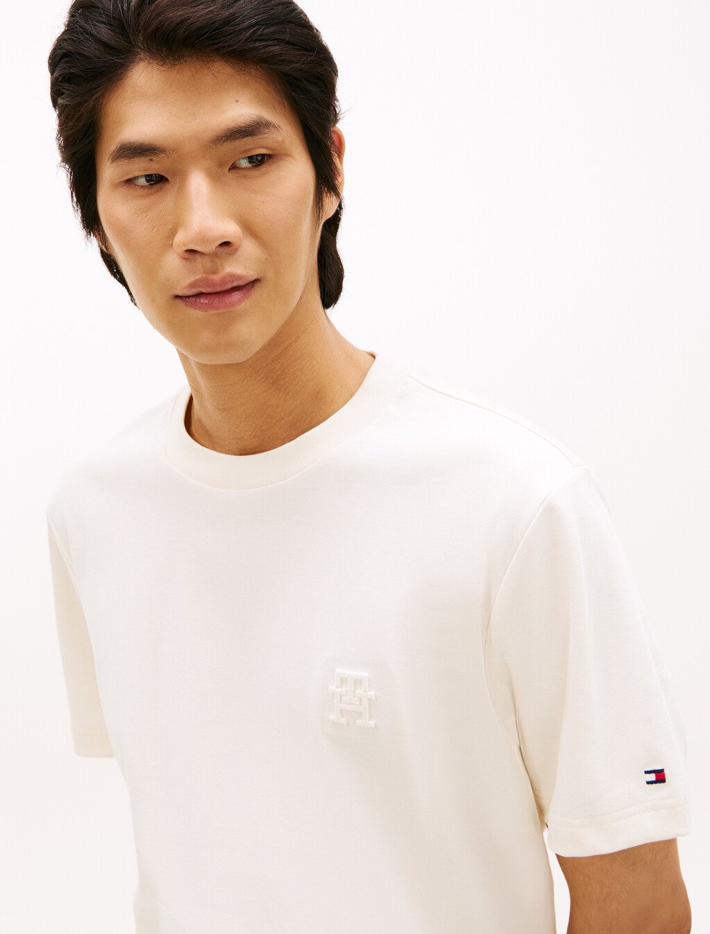 TH Monogram 貼飾雙針織 T 恤, Ivory Petal, hi-res