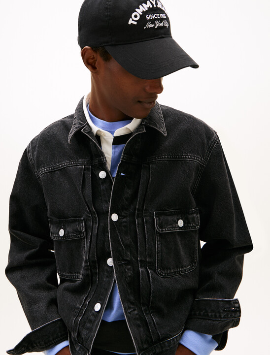 Pleated Cotton Lyocell Denim Jacket