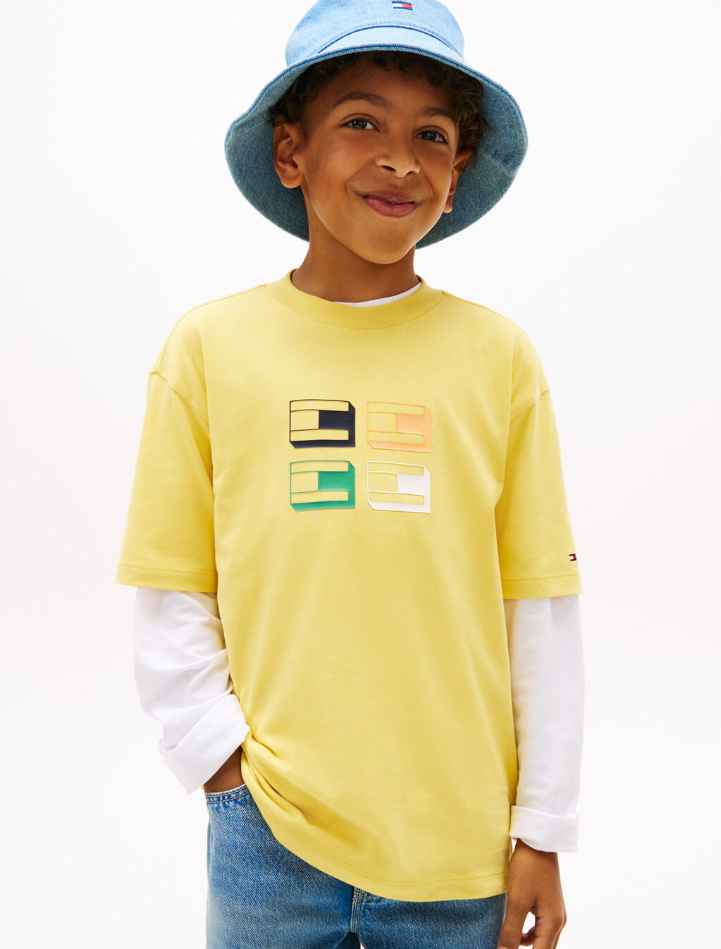 3D Flag Graphic Jersey T-Shirt, Yellow Dahlia, hi-res