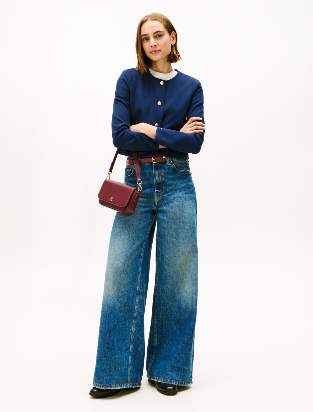 Ponte Gold Button Jacket, Dark Night Navy, hi-res