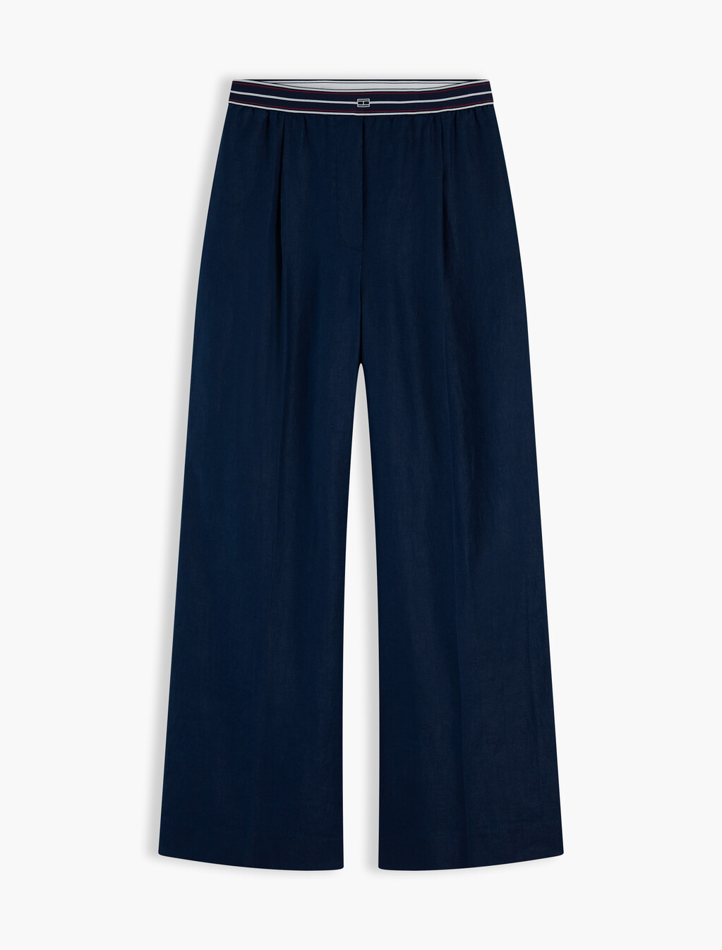 Pure Linen Twill Straight Pants, Dark Night Navy, hi-res