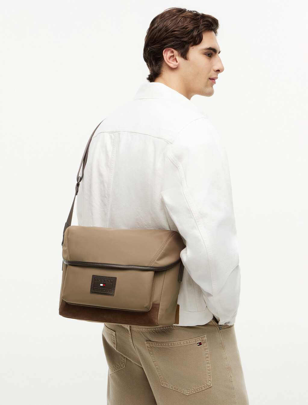 Heritage Logo Patch Crossbody Satchel, Classic Stone, hi-res