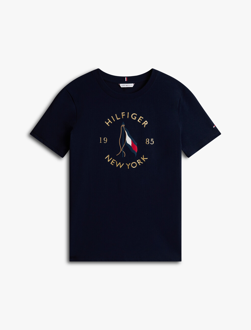 Motion Flag Print T-Shirt, Dark Night Navy, hi-res