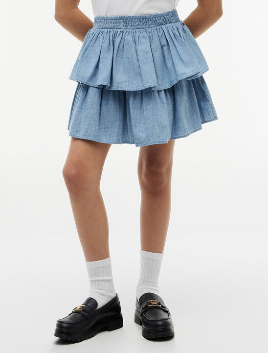 Chambray Tiered Skirt