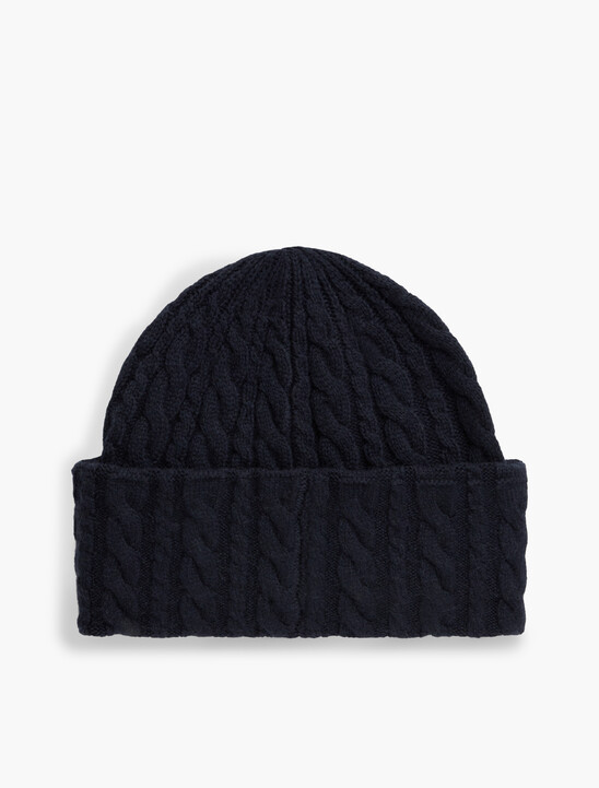 Flag Cable Knit Beanie With Alpaca
