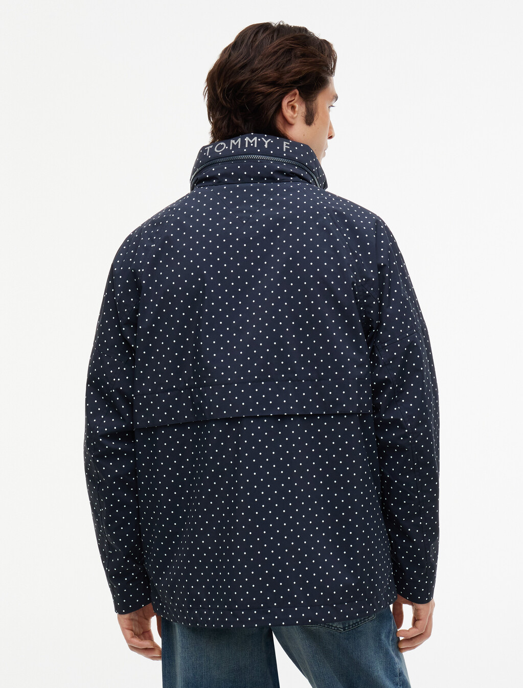 Polka Dot Field Jacket, Navy Blue Polka Dot, hi-res