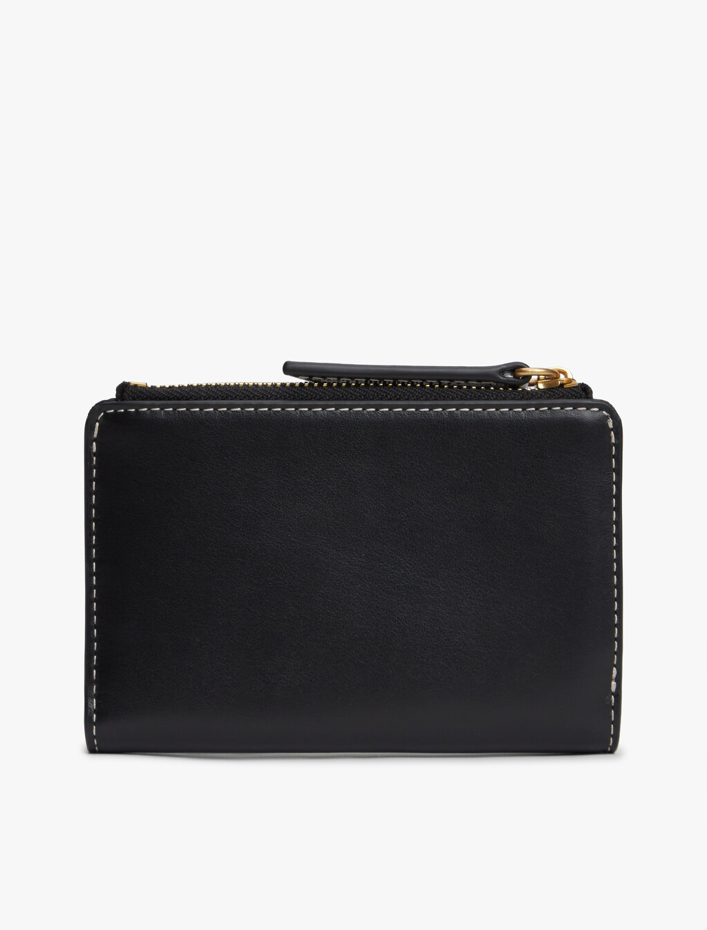 草書風 Monogram 標誌皮革對摺式銀包, Black, hi-res