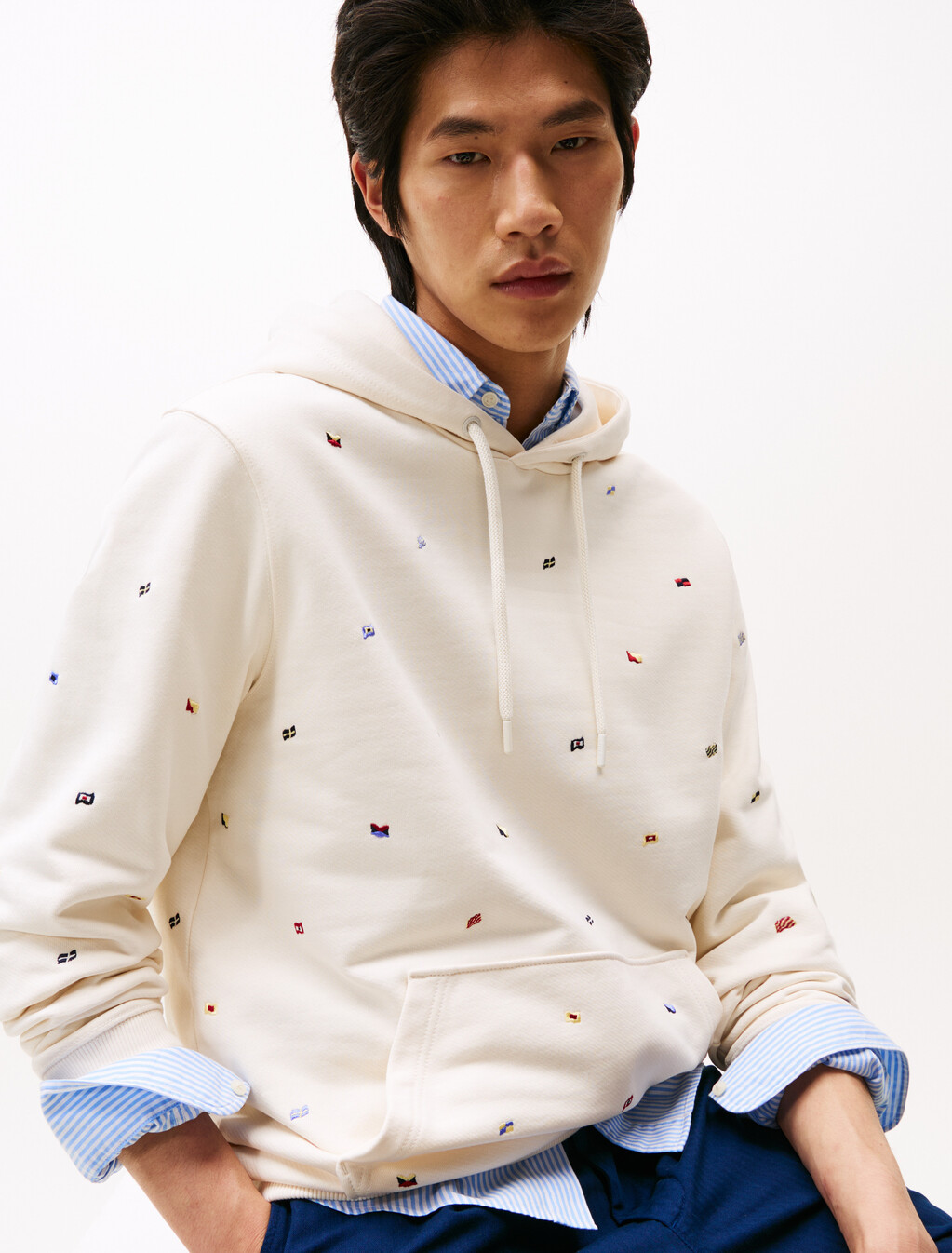 All Over Flags Hoodie, Ivory Petal, hi-res