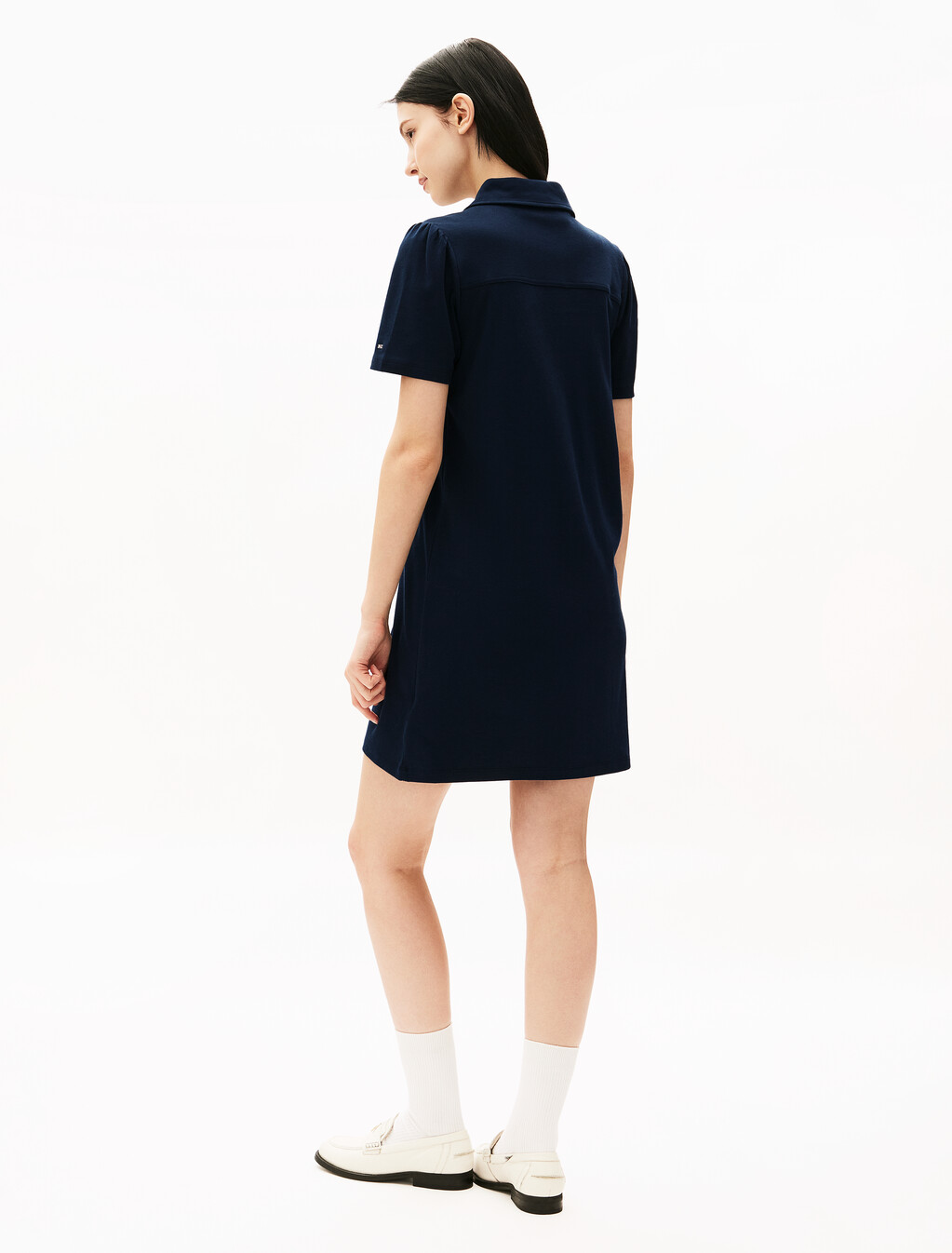 Golden Button Polo Dress, Dark Night Navy, hi-res