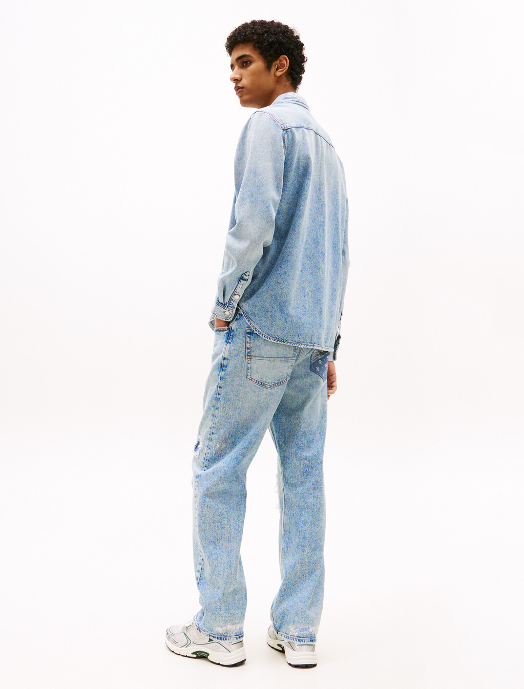 Regular Fit Distressed Denim Shirt, Denim Light, hi-res