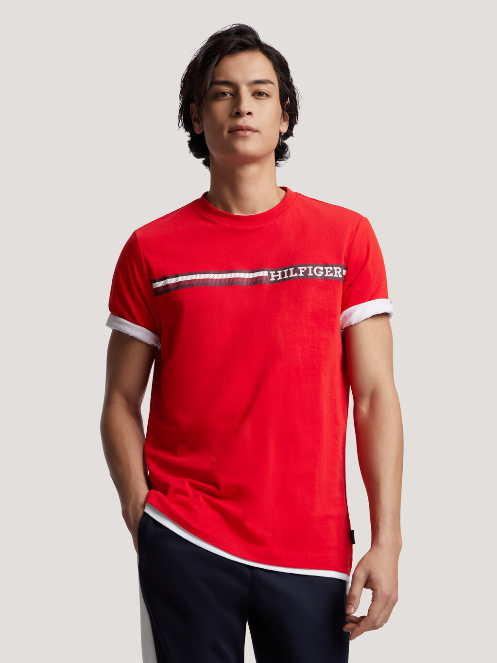 Hilfiger Monotype 經典平紋針織 T 恤, Fierce Red, hi-res