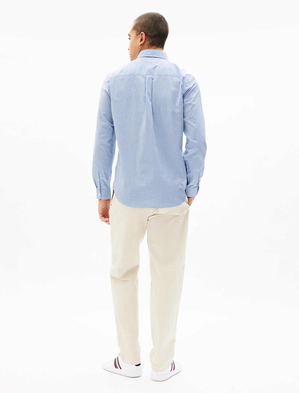 牛津條紋長袖襯衫, Shirt Blue / Stripes, hi-res