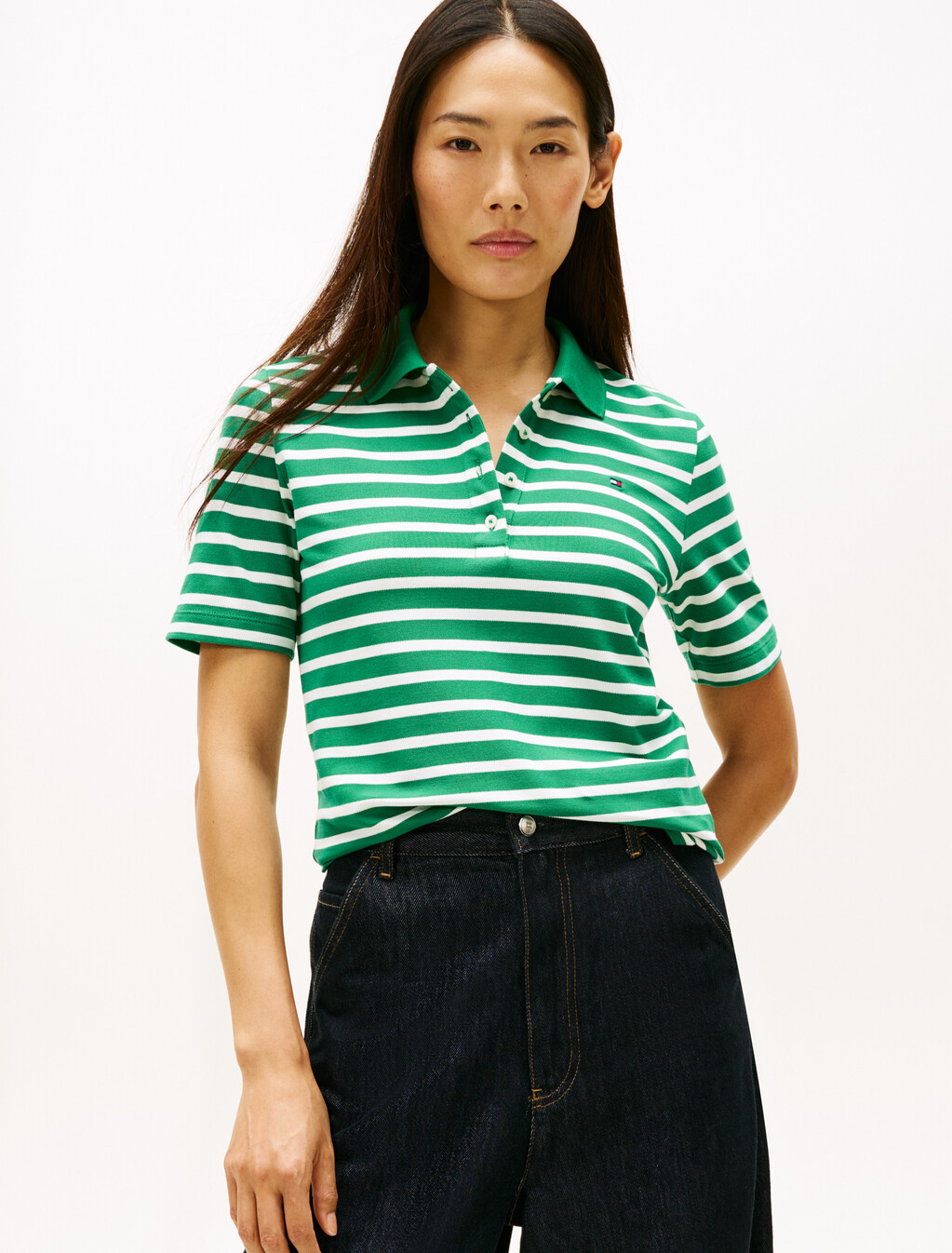 1985 Collection Flag Embroidery Regular Polo, Nouveau Green / Ecru Stp, hi-res