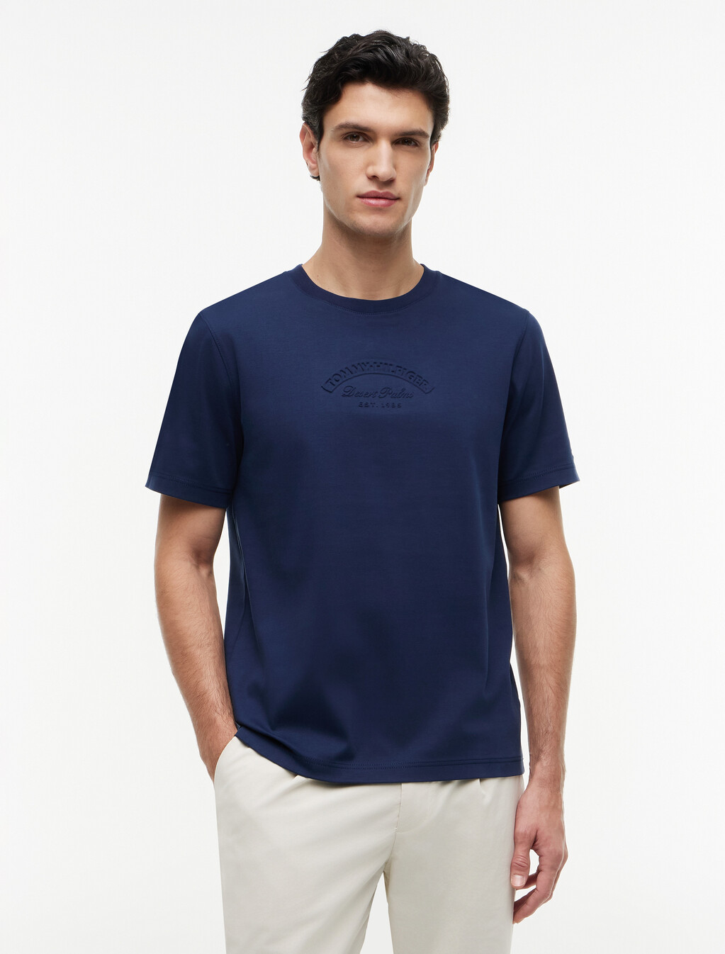Embossed Logo Interlock T-Shirt, Carbon Navy, hi-res