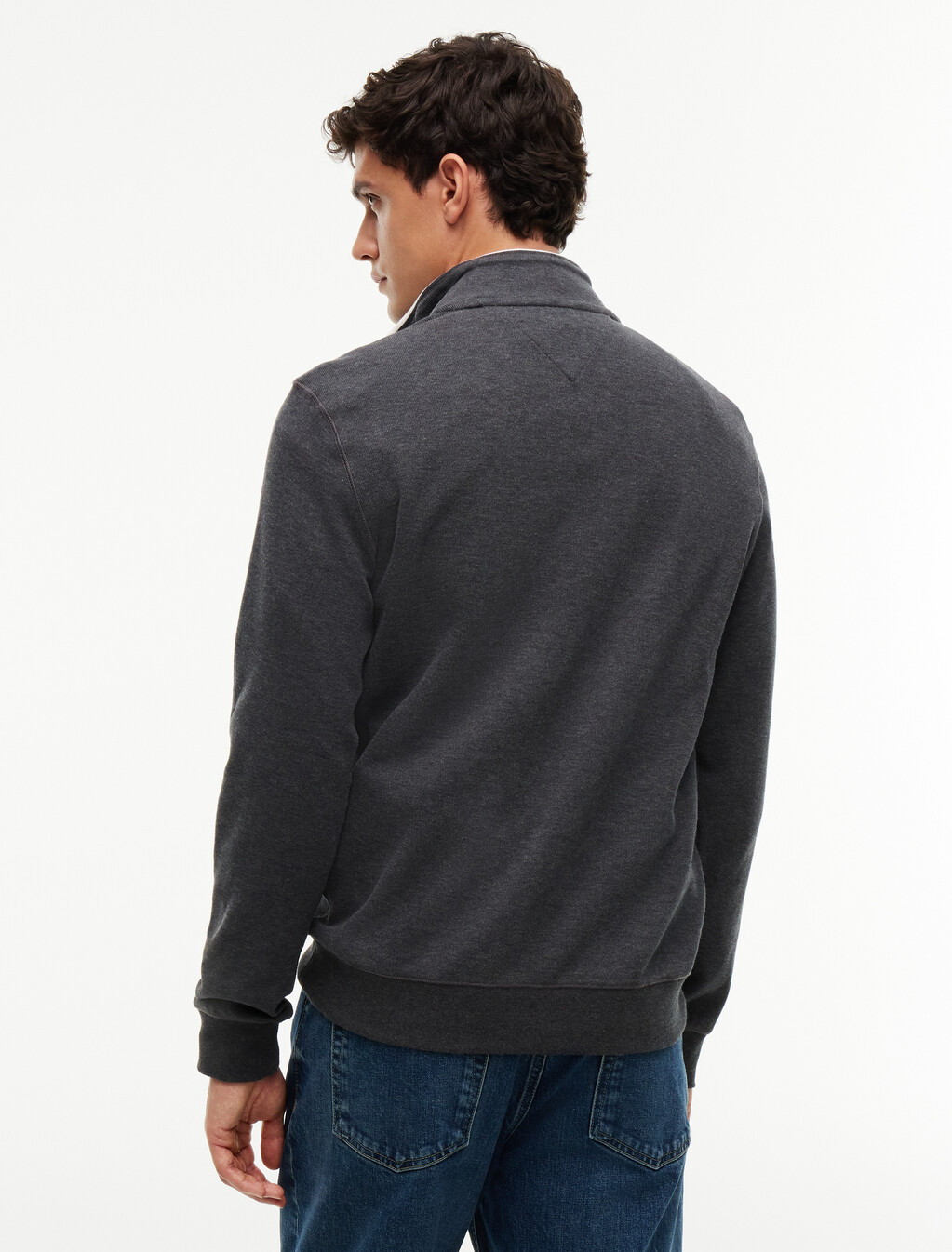 French Rib Knit 1/4 Zip Sweater, Charcoal Heather, hi-res