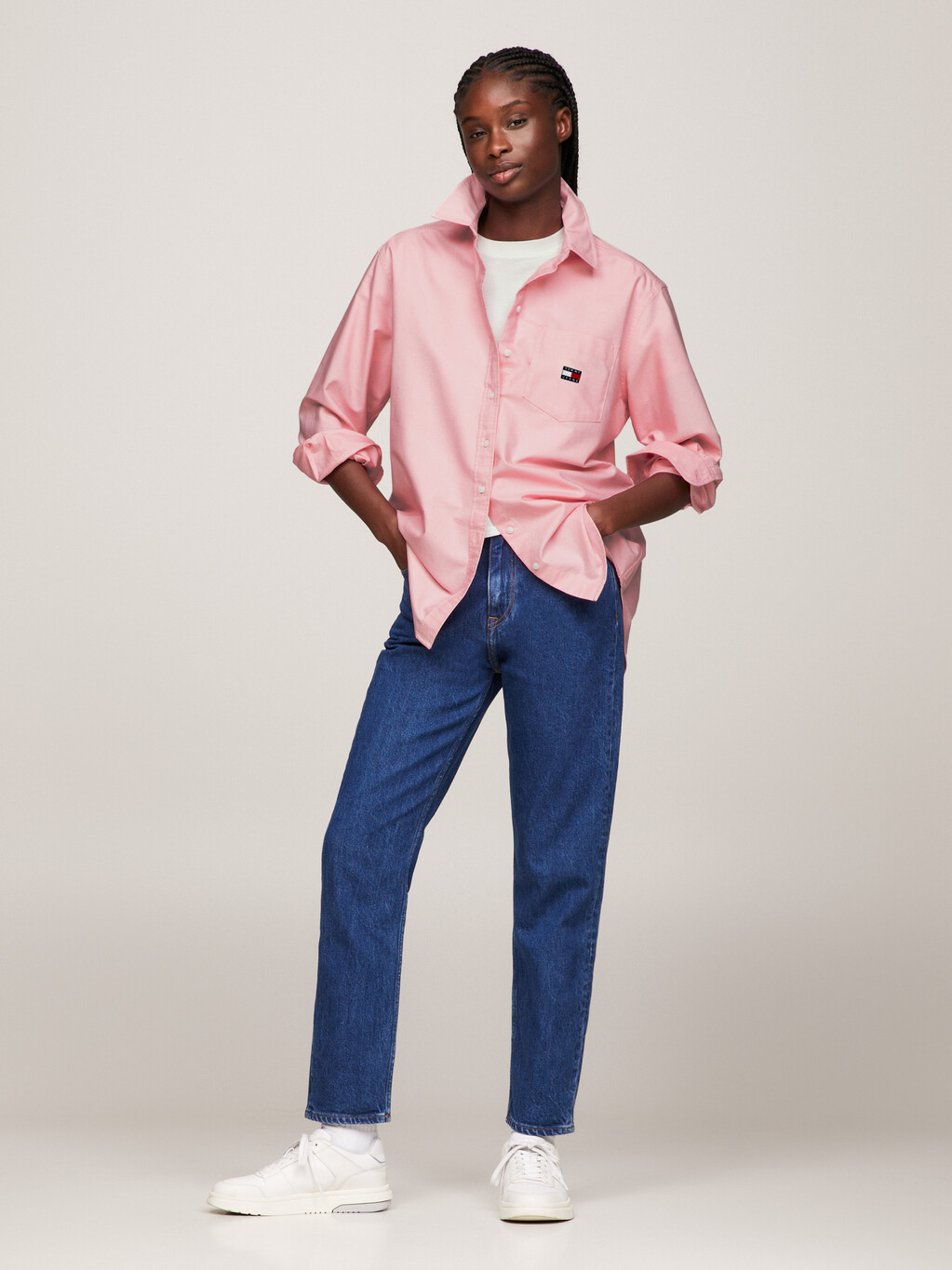 Badge Patch Pocket Boyfriend Oxford Shirt, Ballet Pink, hi-res